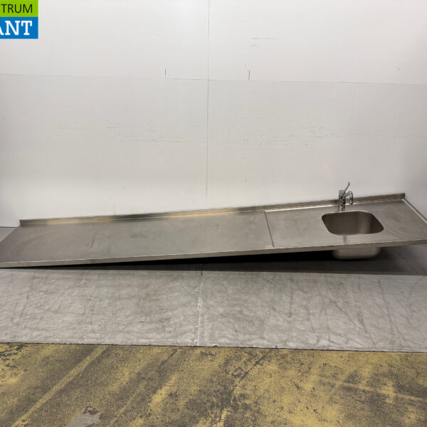 Plan de travail en acier inoxydable avec robinet 337 x 72 cm Horeca