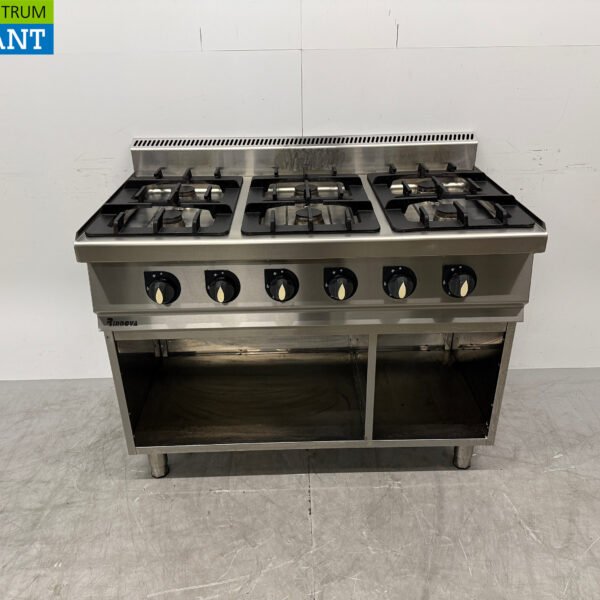 Plaque de cuisson à 6 feux en acier inoxydable Rinnova 120 cm GAS Horeca