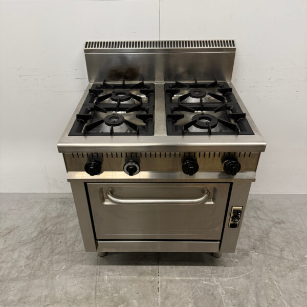 Cuisinière inox 4 feux avec four 3x 1/1 GN 80 cm GAS Horeca
