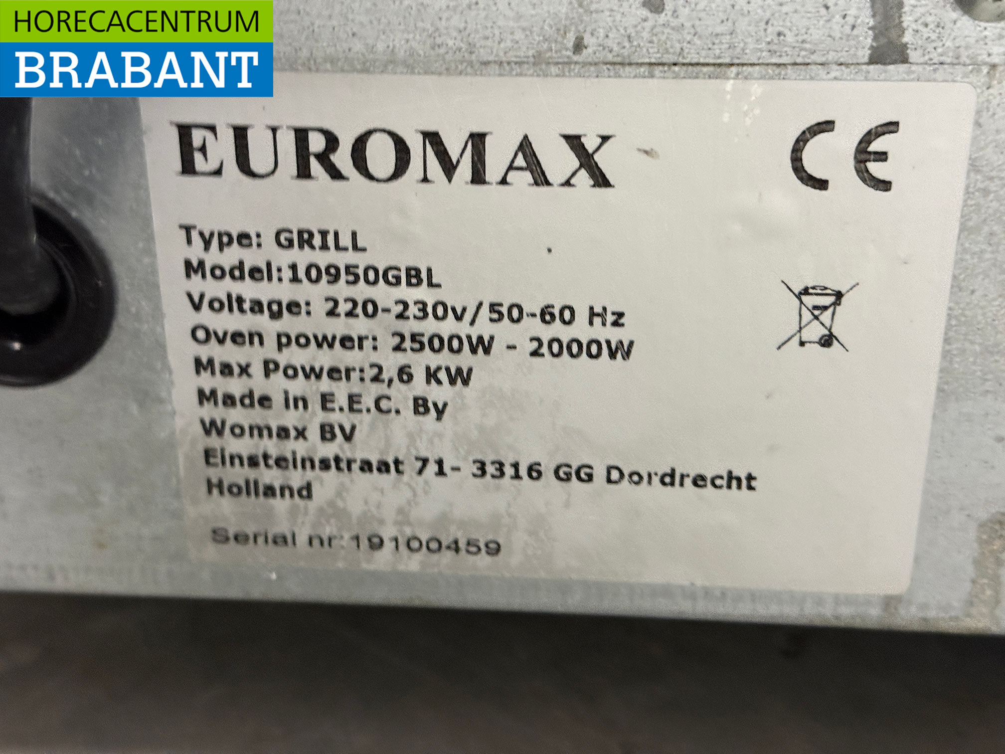 Four à air chaud Euromax en acier inoxydable avec fonction grill 4 x 43/34 cm 230V Horeca – Image 5