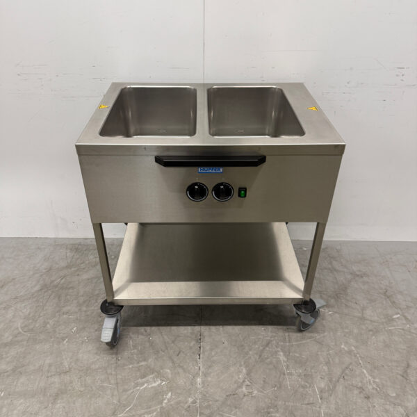 Hupfer Mobile Bain Marie Trolley en acier inoxydable 2 x 1/1 GN 230V Horeca