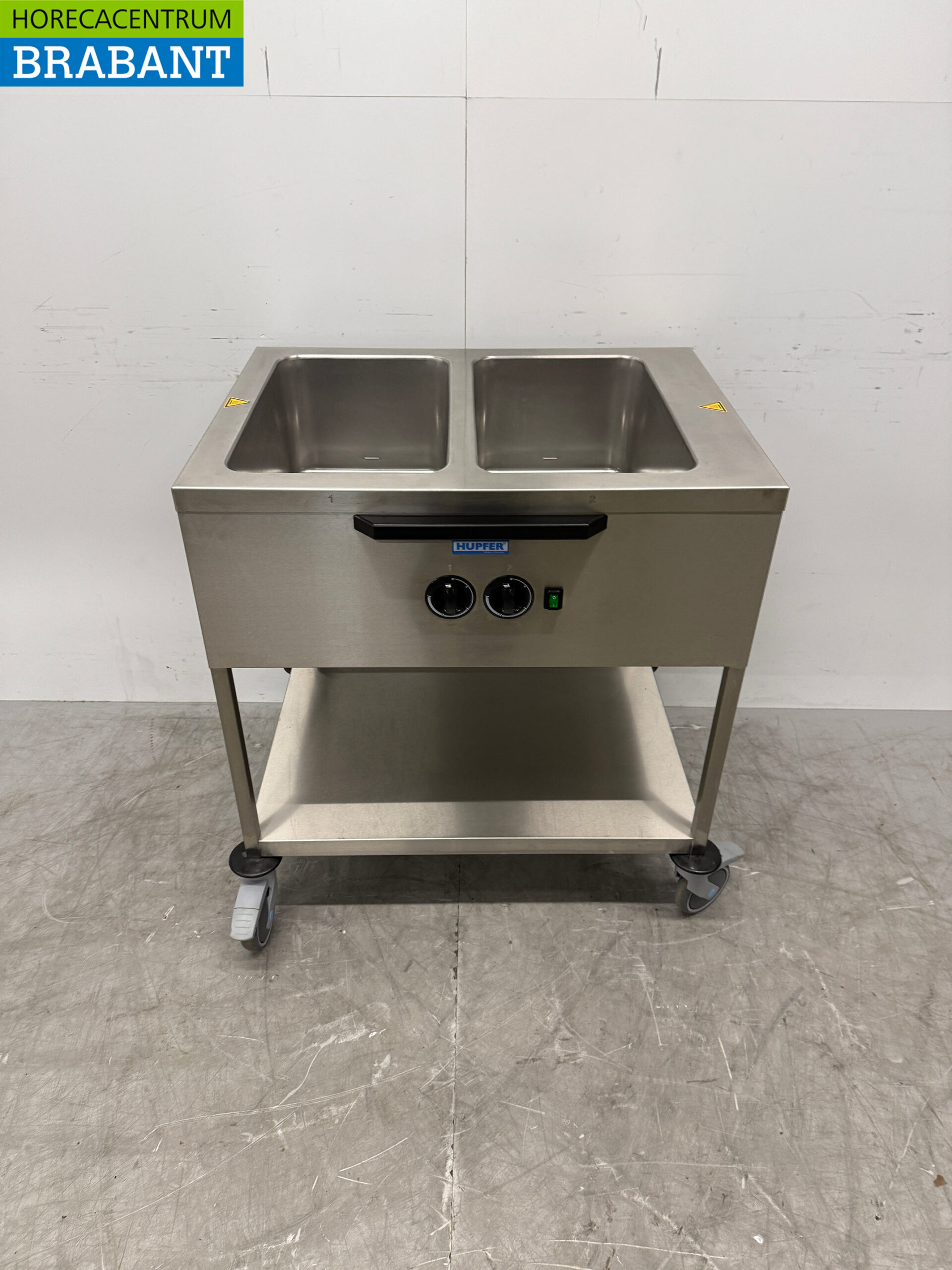 Hupfer Mobile Bain Marie Trolley en acier inoxydable 2 x 1/1 GN 230V Horeca