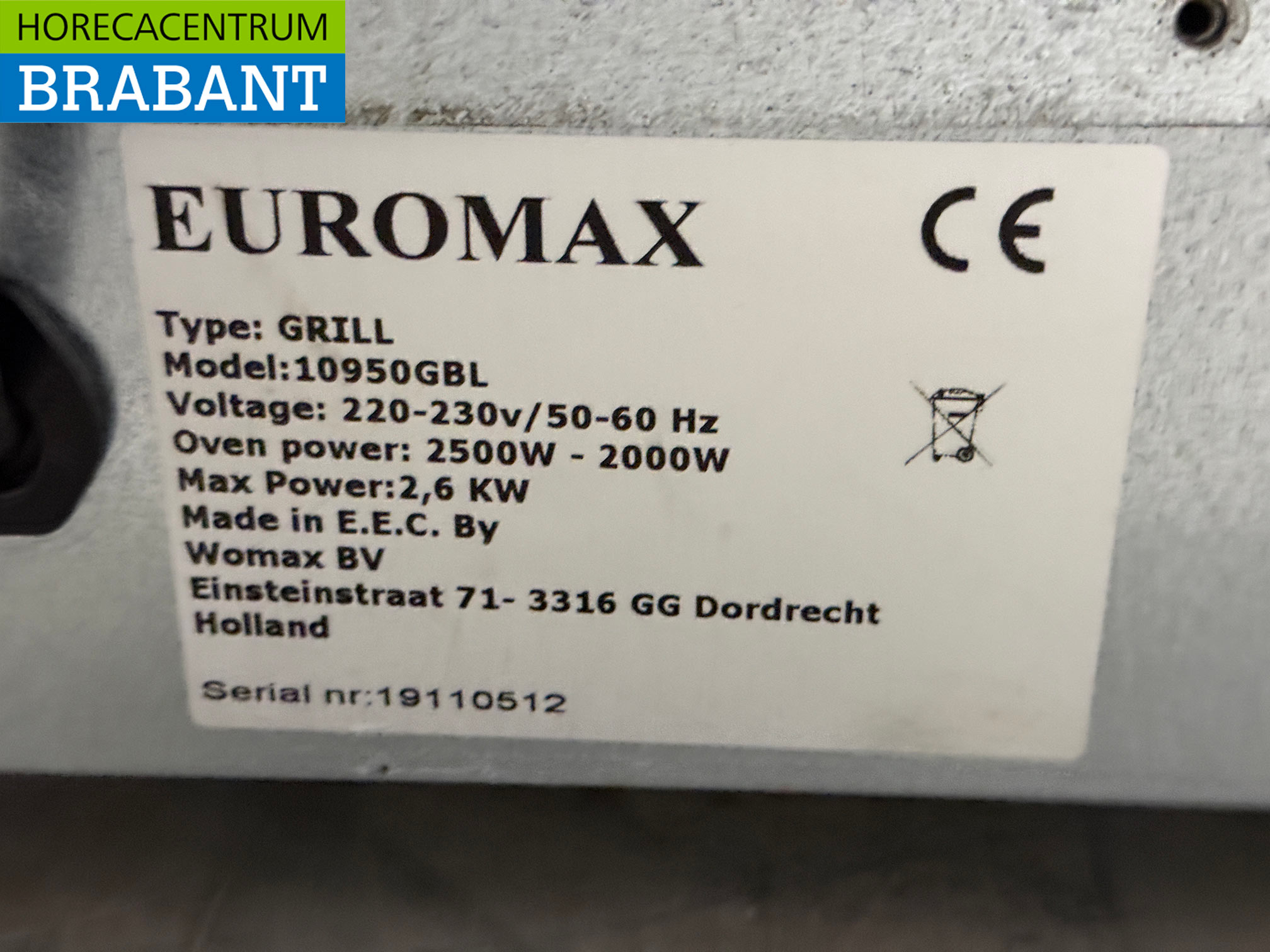 Four à air chaud Euromax en acier inoxydable avec fonction grill 4 x 44/34 cm 230V Horeca – Image 5
