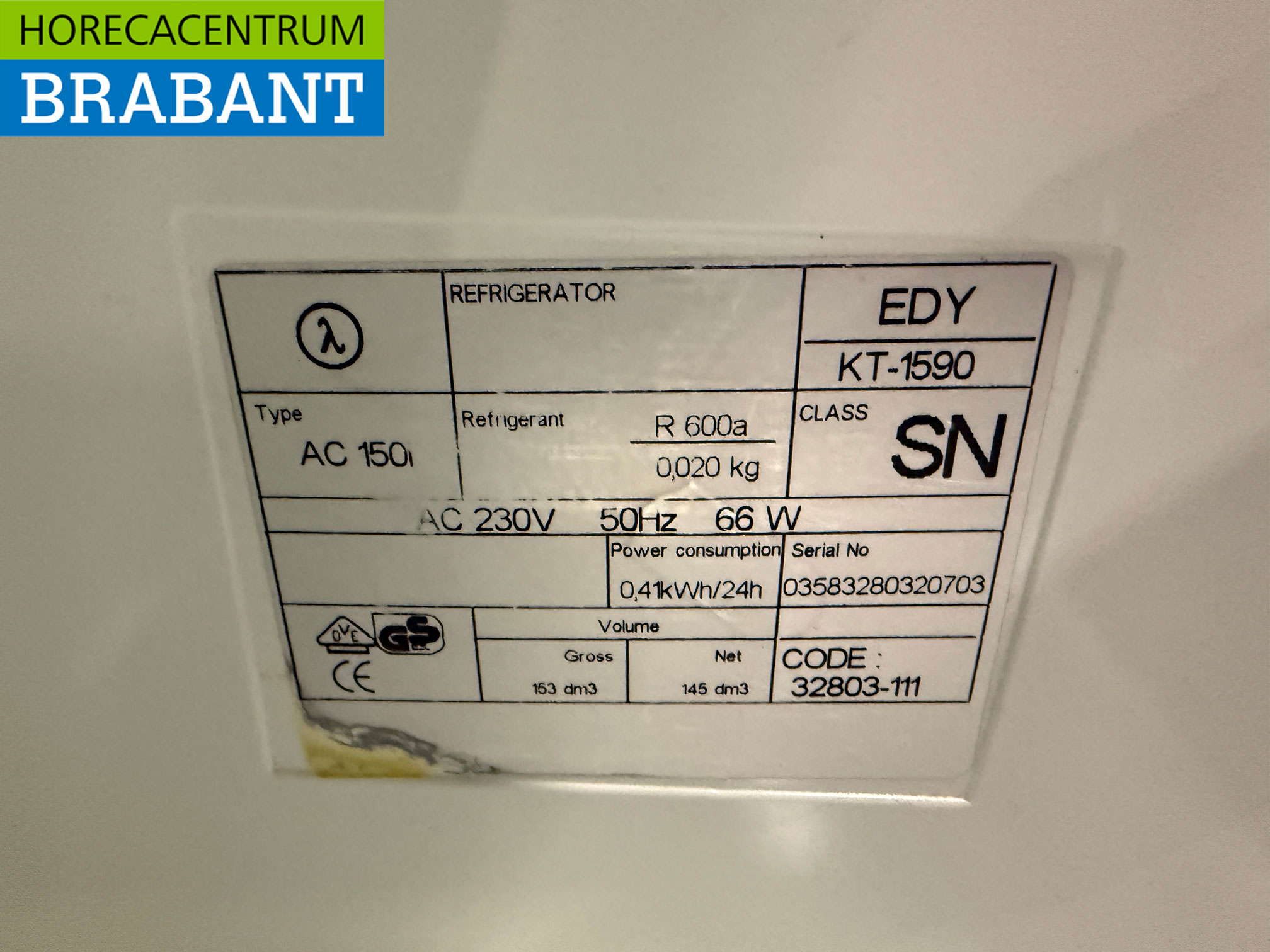 Edy Réfrigérateur Réfrigérant 153 litres 230V Horeca – Image 5