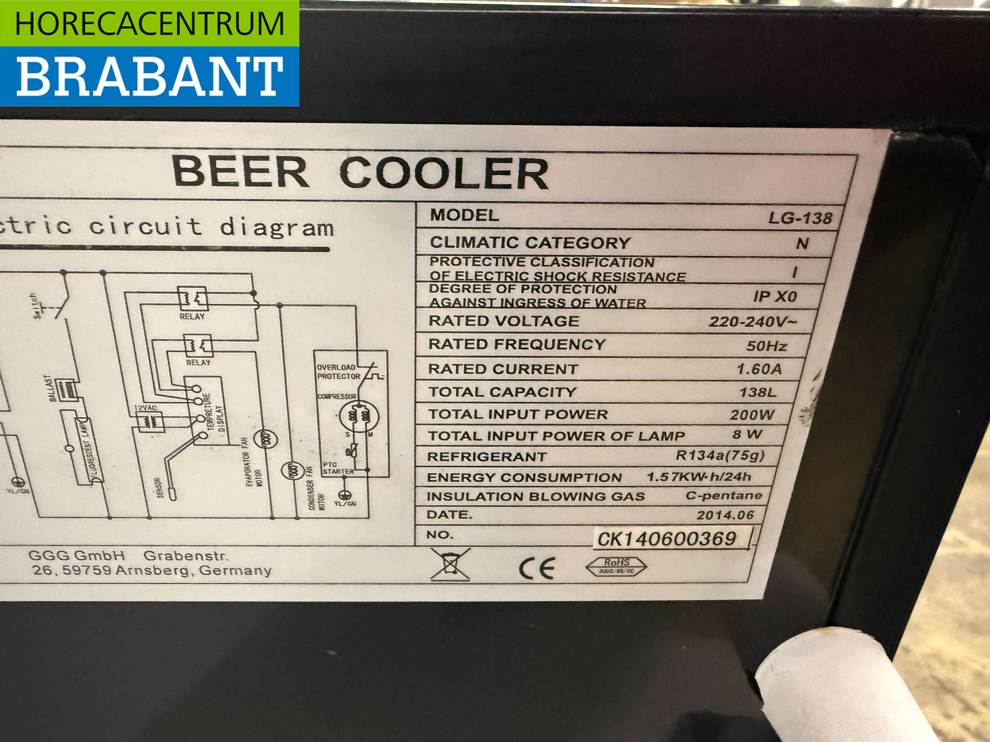 Réfrigérateur bar 2 Verre Porte battante 60,5 cm 230V Horeca – Image 5