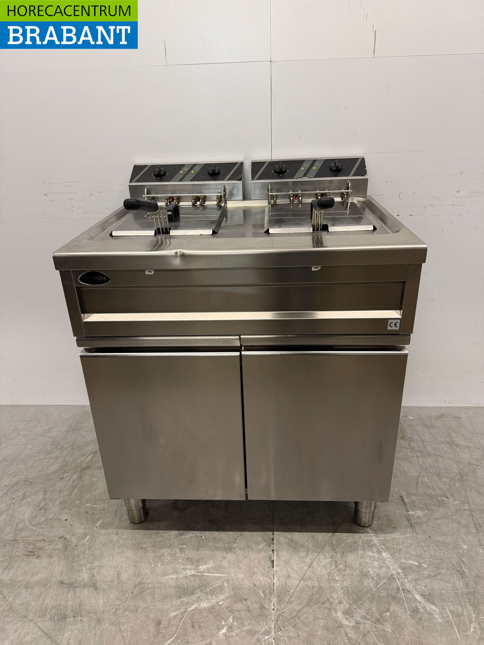 Friteuse double en acier inoxydable Forved 2 x 12 litres 400V Horeca