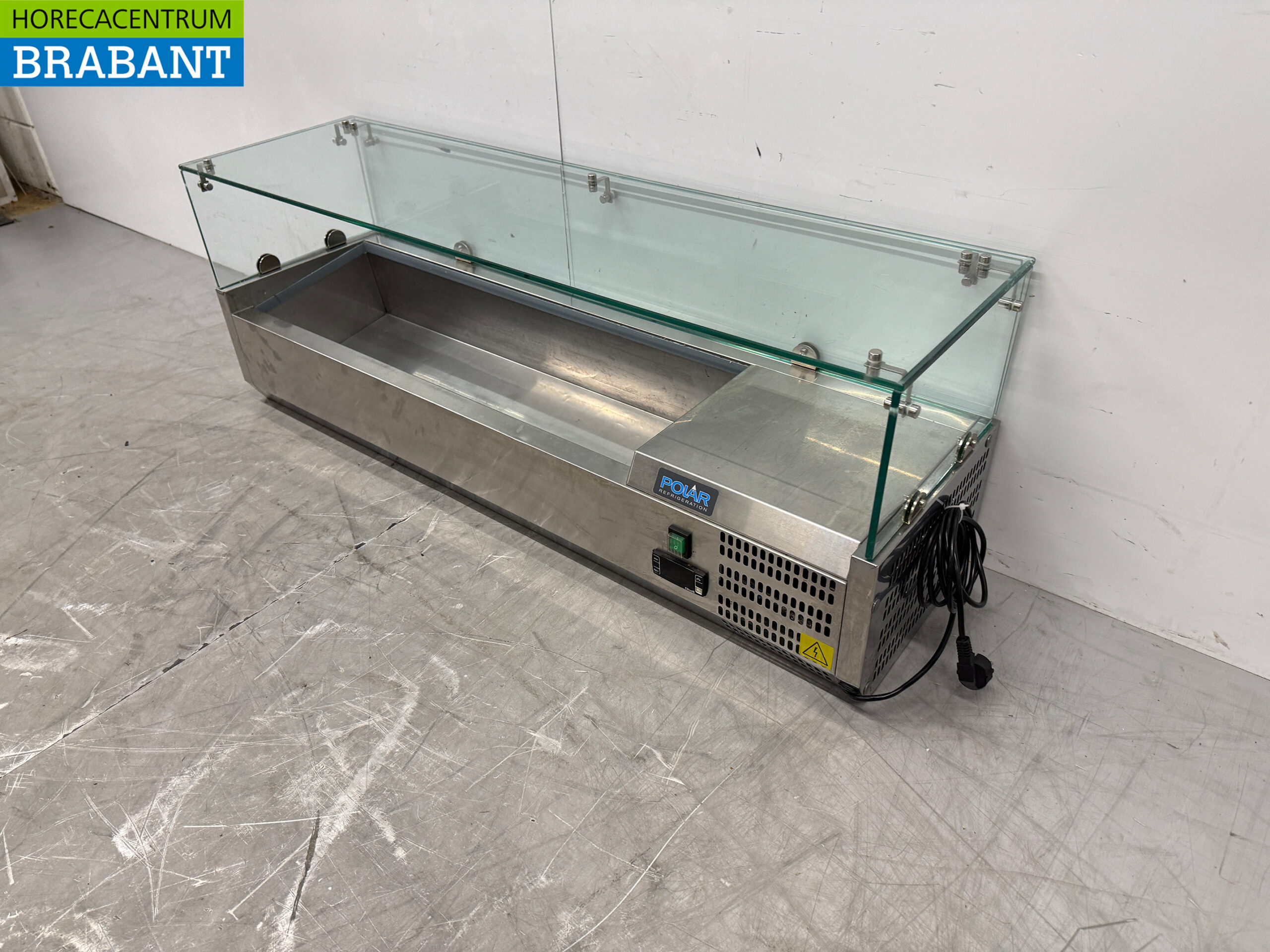 Acier inoxydable Polar Vitrine à poser Vitrine réfrigérée à poser saladière 5 x 1/4 GN 120 cm Horeca – Image 2