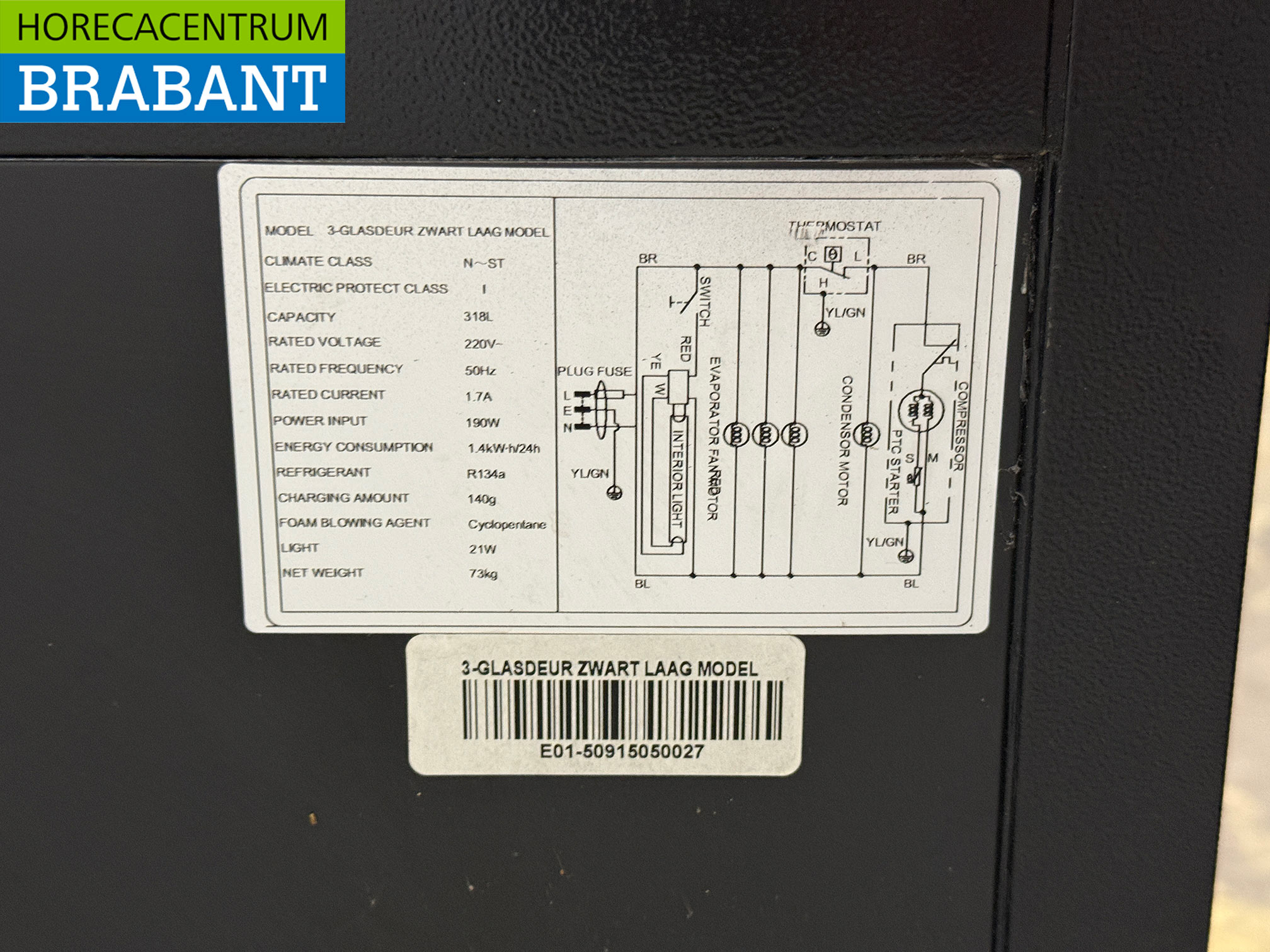 Réfrigérateur bar 3 portes pliantes en verre 133,5 cm 230V Horeca – Image 5