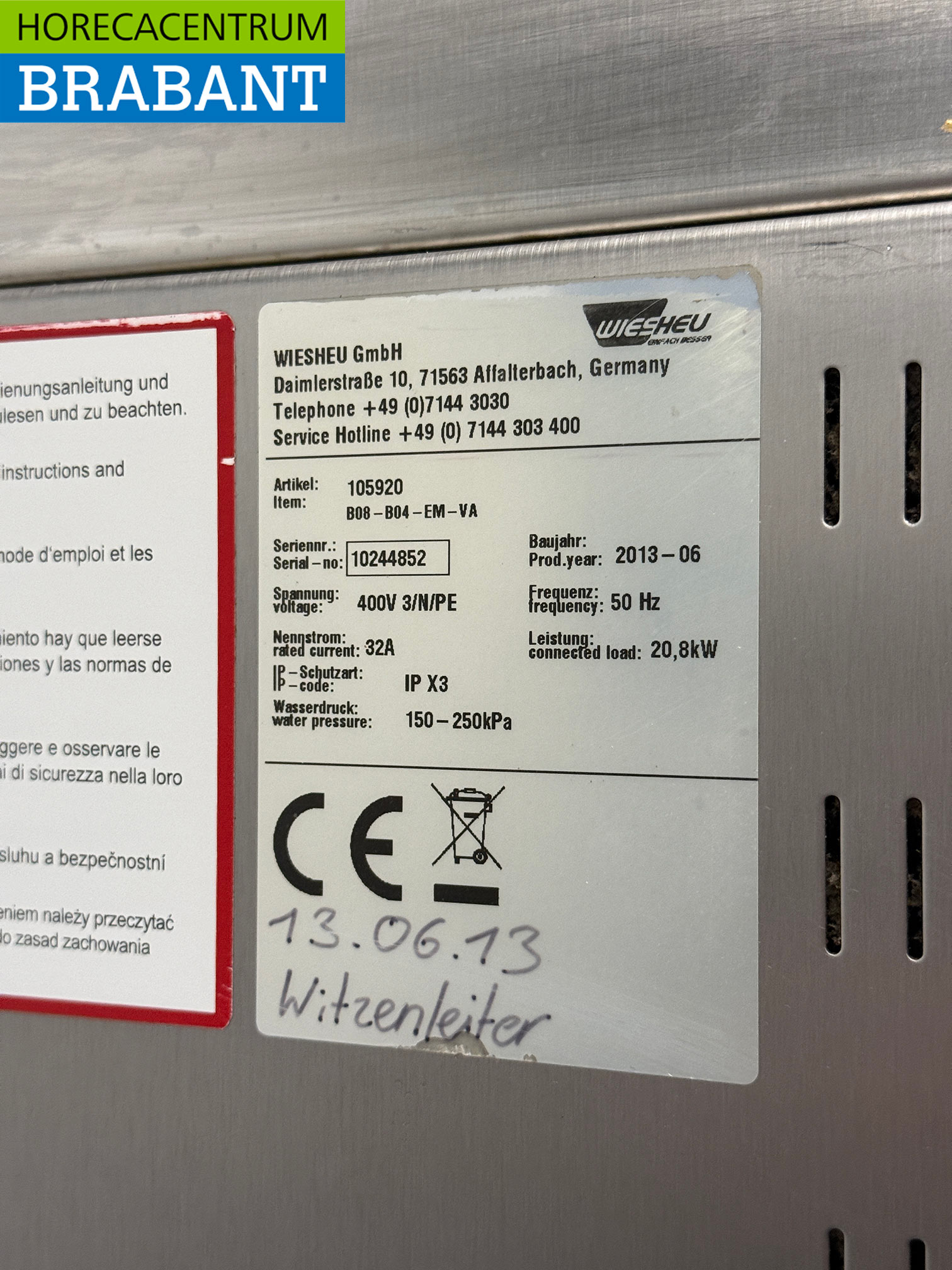 Four à air chaud Wiesheu en acier inoxydable four de magasin 15 x 60/40 cm 400V Horeca – Image 6