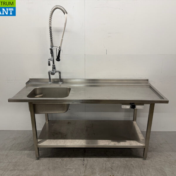 Table d'alimentation en acier inoxydable avec robinet T.B.V. Lave-vaisselle coulissant 180,5 x 72 x 90,5 cm Service alimentaire