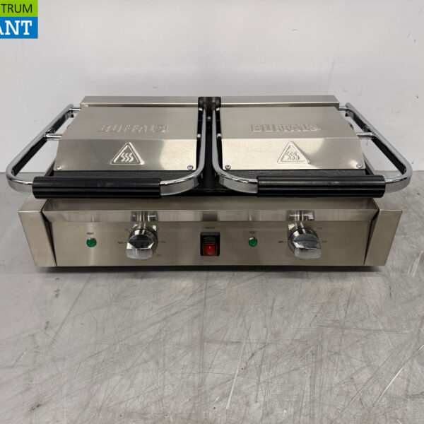 Gril à double contact Buffalo en acier inoxydable Gril à panini Ribbed/Glad 230V Catering