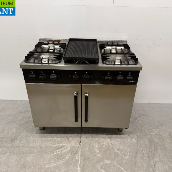 Réchaud Atag 6 feux en acier inoxydable avec plaque de cuisson et four à convection 6 x 1/1 GN 105 cm GAS Horeca