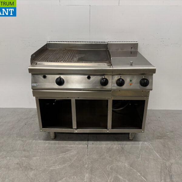 Plaque à pâtisserie Asber en acier inoxydable avec Bain Marie 1 x 1/1 GN 105 cm GAZ + 230V Horeca