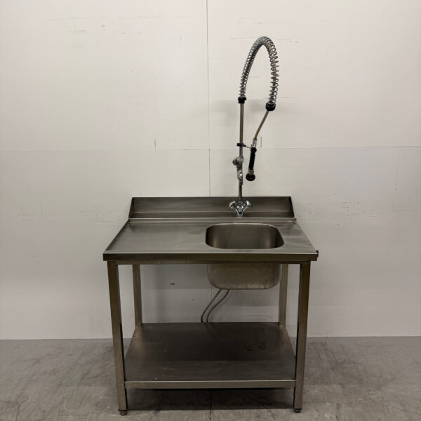Table d'alimentation en acier inoxydable avec robinet T.B.V. Lave-vaisselle coulissant 101 cm Horeca