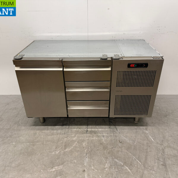Acier inoxydable Catertech Comptoir réfrigéré 1 porte et 3 tiroirs 135,5 cm 230V Horeca