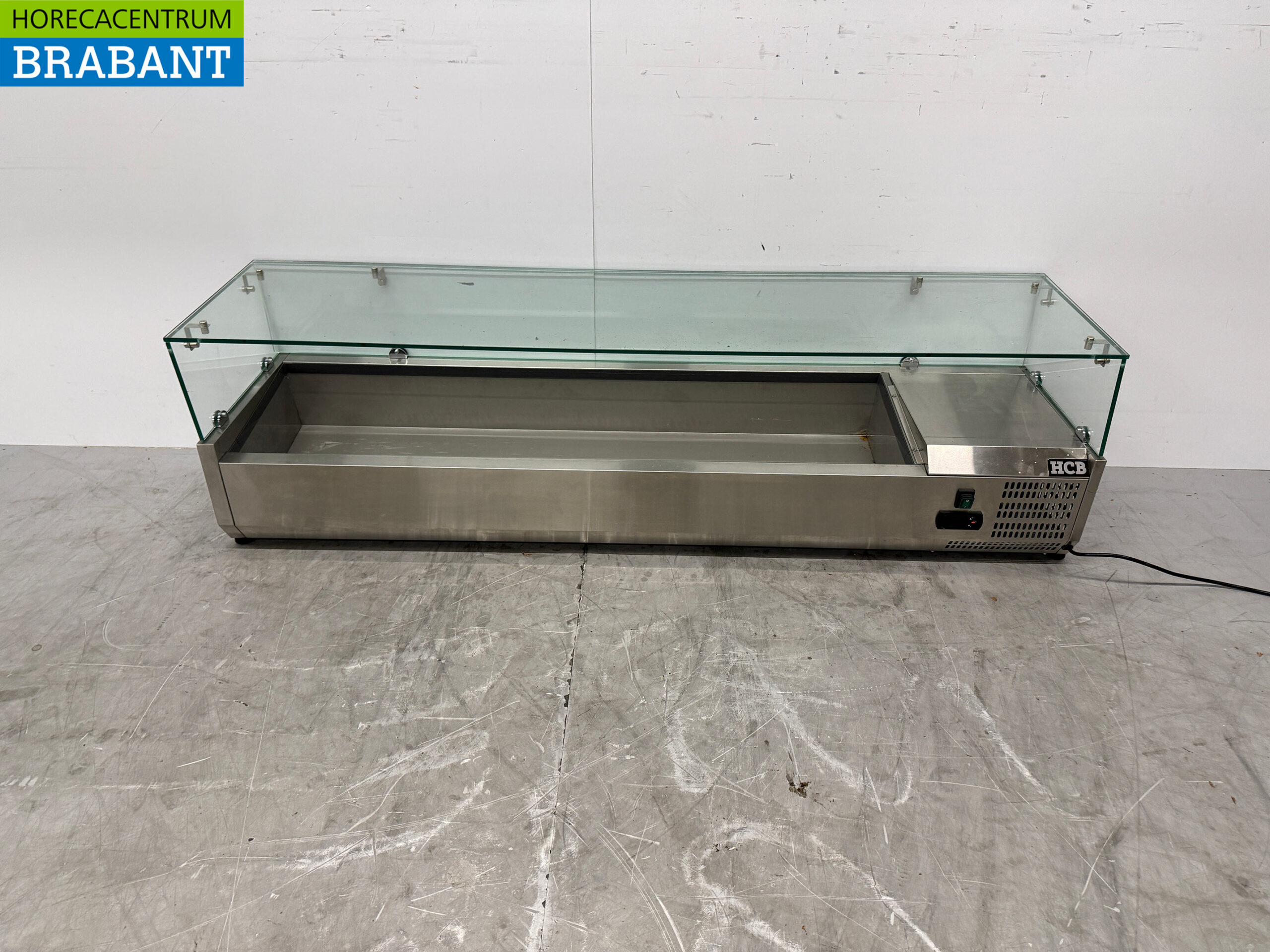 Vitrine de comptoir en acier inoxydable Vitrine de comptoir saladière 7 x 1/3 GN 160 cm Horeca