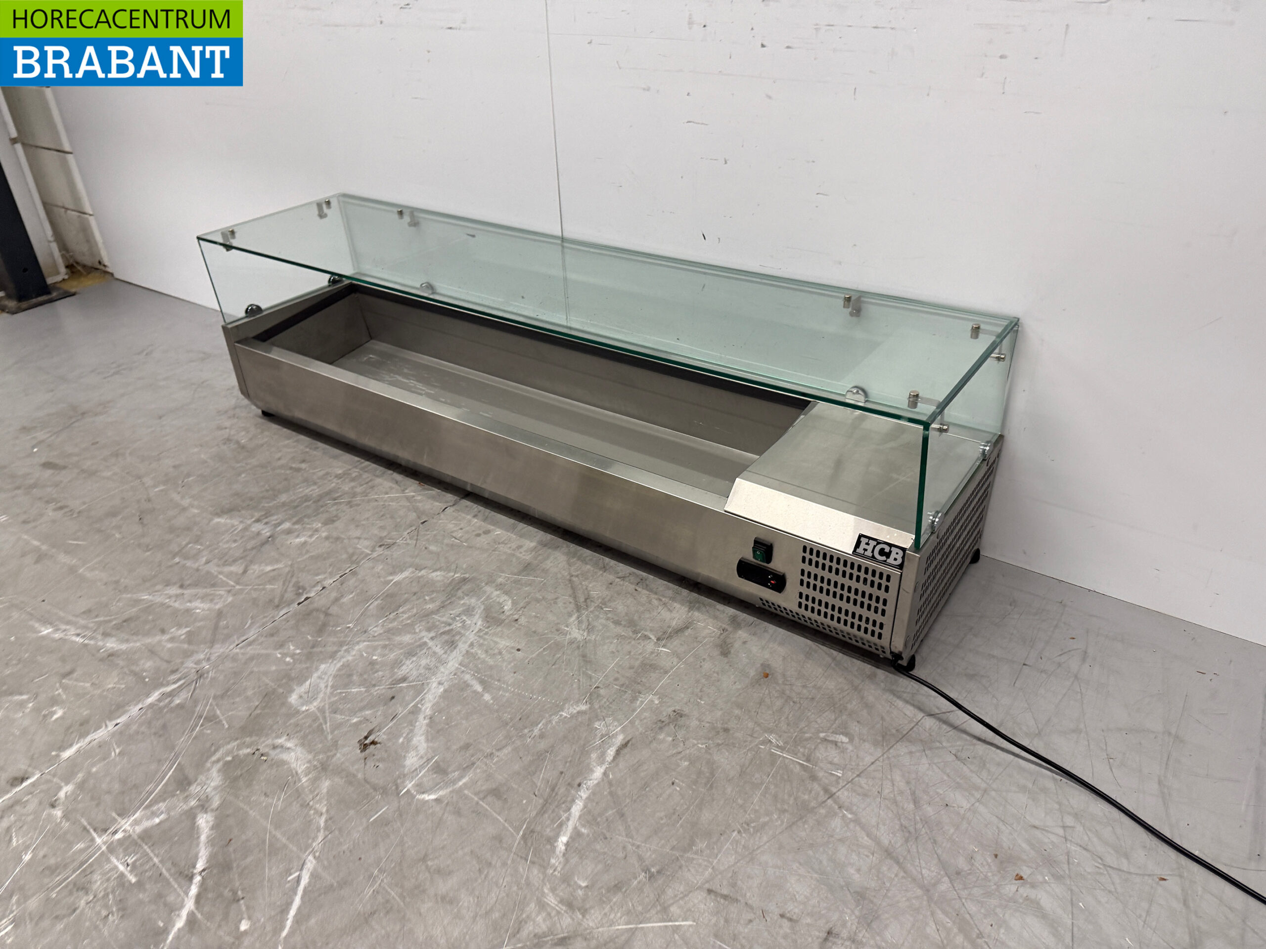 Vitrine de comptoir en acier inoxydable Vitrine de comptoir saladière 7 x 1/3 GN 160 cm Horeca – Image 2