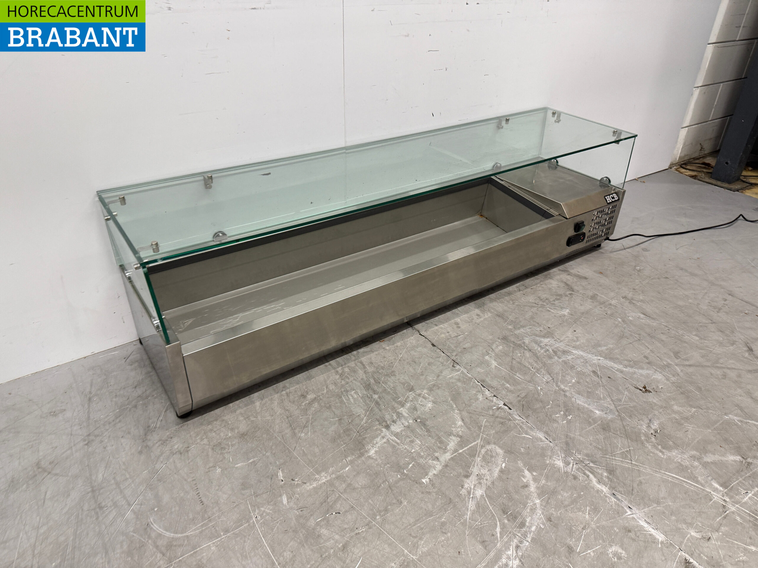 Vitrine de comptoir en acier inoxydable Vitrine de comptoir saladière 7 x 1/3 GN 160 cm Horeca – Image 3
