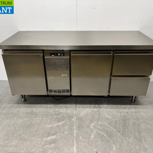 Établi réfrigéré Zanussi en acier inoxydable 2 portes 2 tiroirs 176 cm 230V Horeca