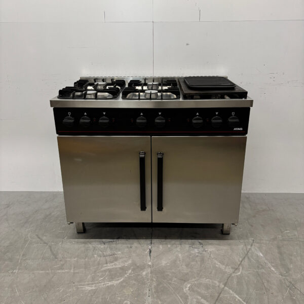 Plaque de cuisson Atag en acier inoxydable à 6 feux avec plaque de cuisson et double four 6 x 1/1 GN GAS 105 cm Horeca