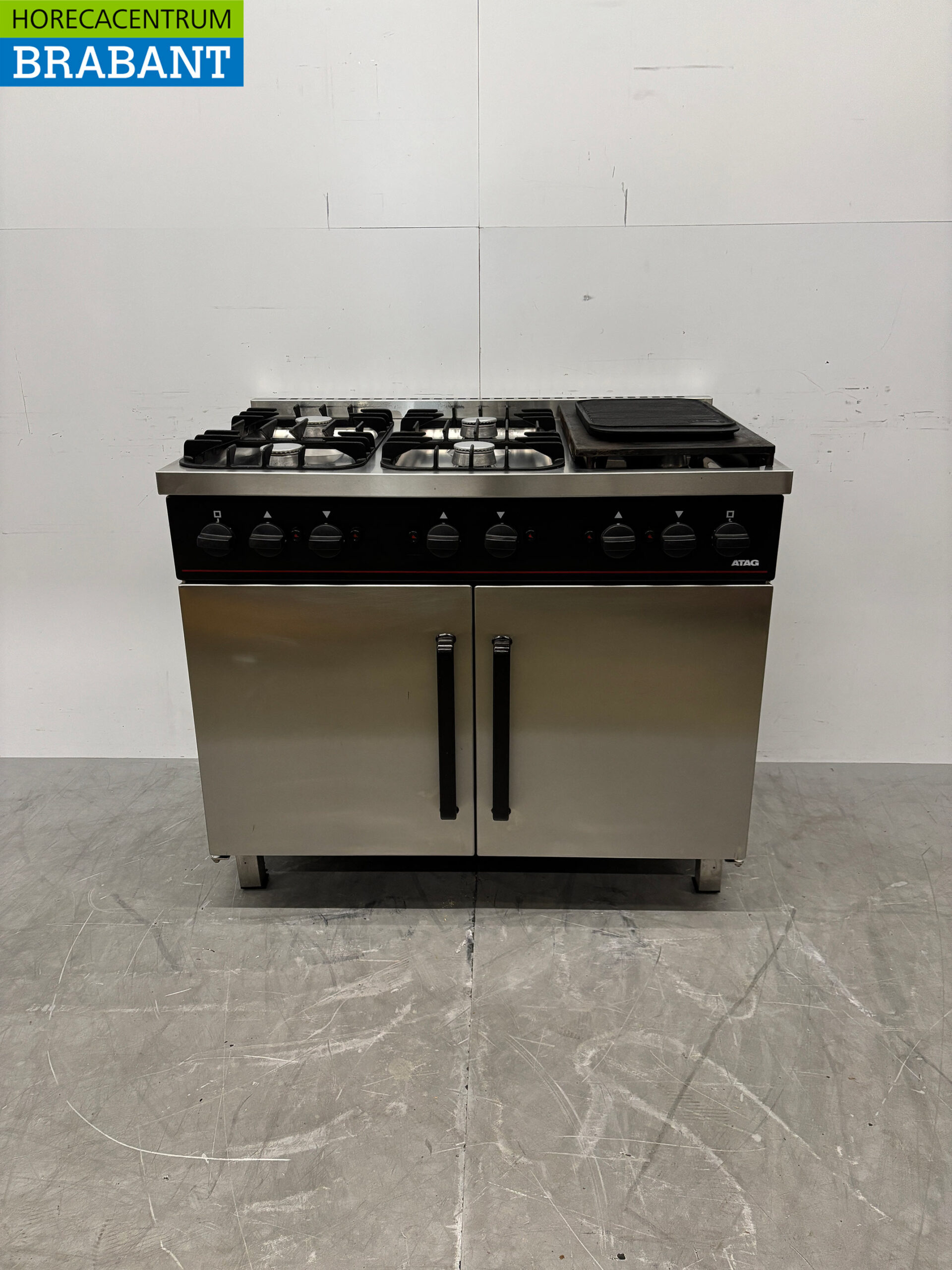 Plaque de cuisson Atag en acier inoxydable à 6 feux avec plaque de cuisson et double four 6 x 1/1 GN GAS 105 cm Horeca