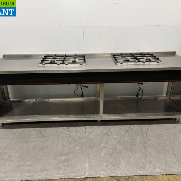 Table de travail Atag en acier inoxydable avec 2 x 4 brûleurs 269 cm GAZ Restauration