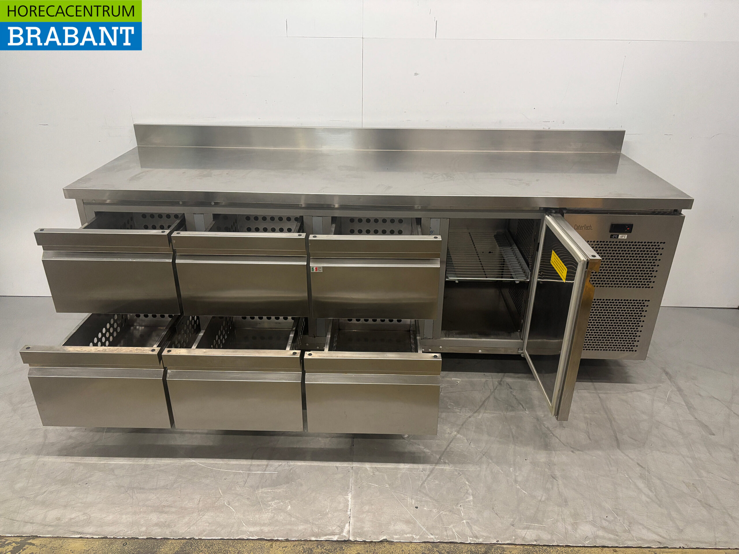 Réfrigérateur Desco en acier inoxydable 6 tiroirs 1 porte 225 cm 230V Horeca – Image 4