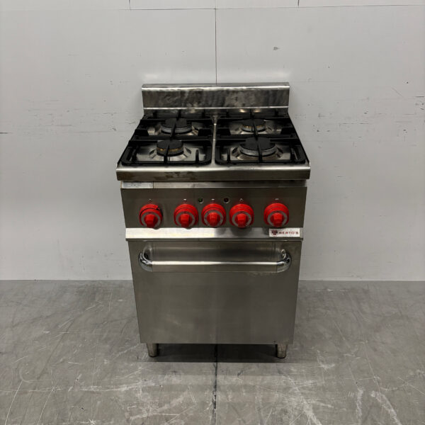 RVS Berto's 4-burner cooker with oven 3 x 1/1 GN GAS + 230V Horeca