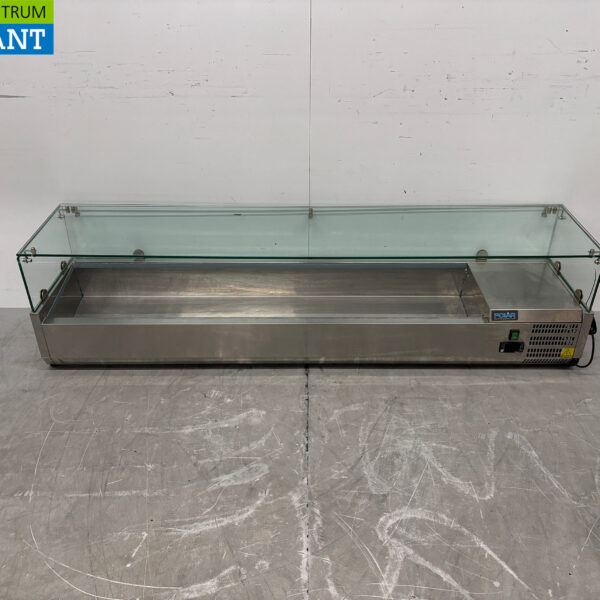Acier inoxydable Polar Vitrine à poser Vitrine réfrigérée à poser saladière 8 x 1/3 GN 180 cm Horeca