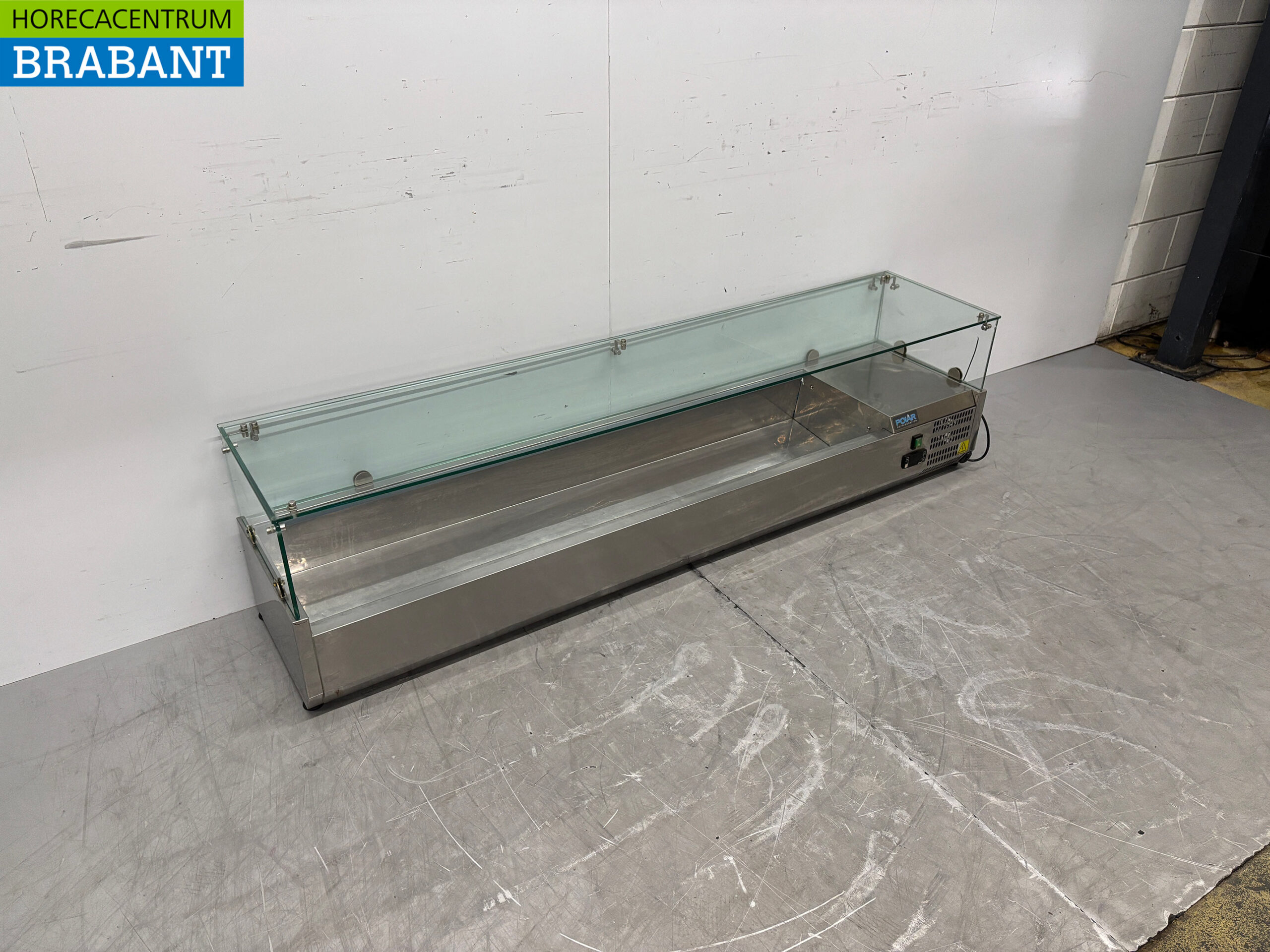Acier inoxydable Polar Vitrine à poser Vitrine réfrigérée à poser saladière 8 x 1/3 GN 180 cm Horeca – Image 3