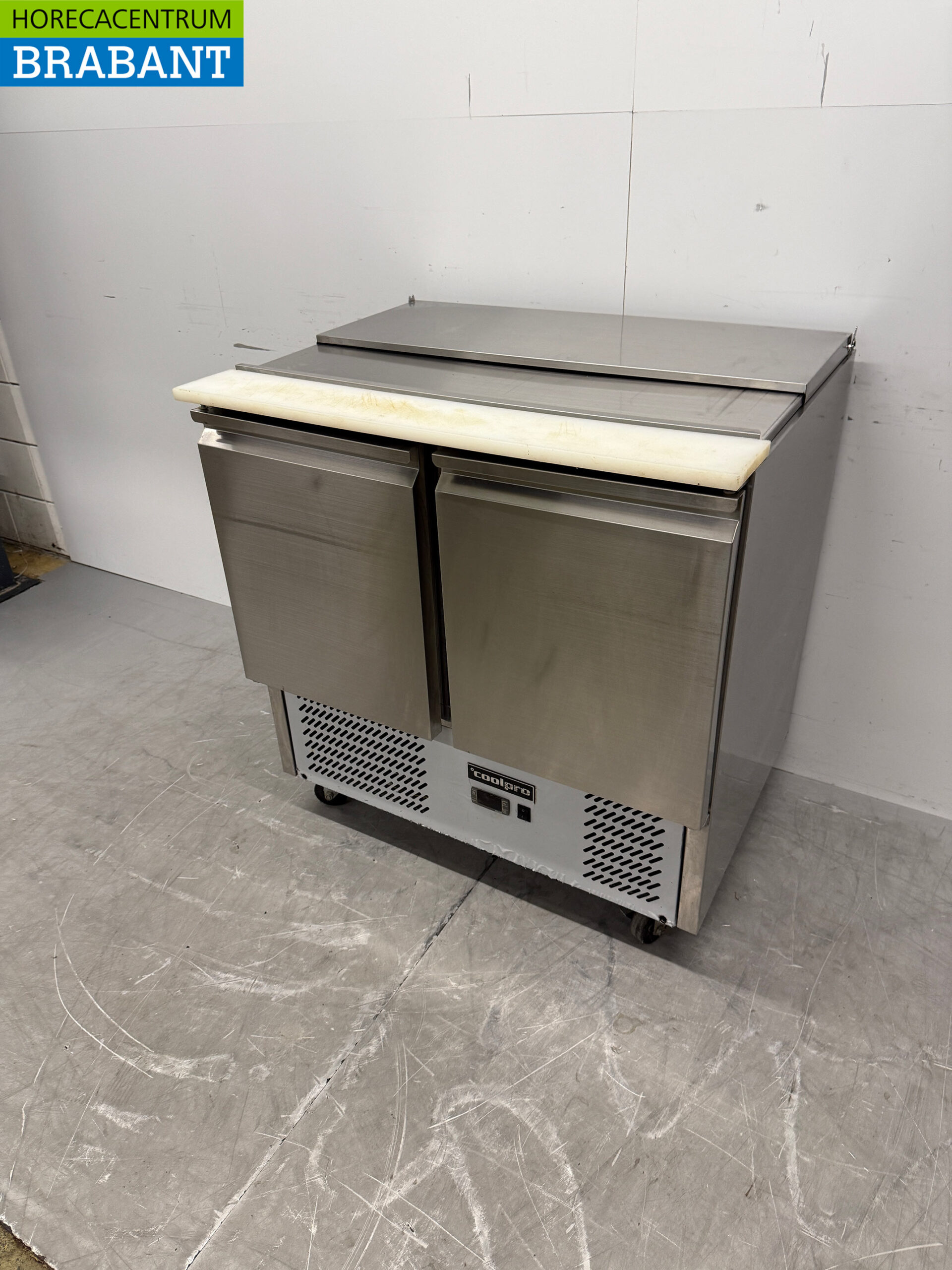 Saladette réfrigérée mobile Coolpro en acier inoxydable Comptoir réfrigéré 2 portes 90,5 cm 230V Horeca – Image 2