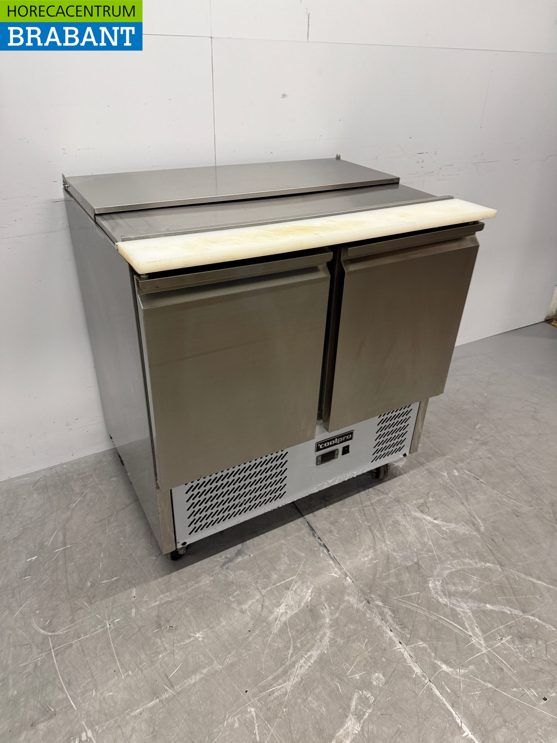 Saladette réfrigérée mobile Coolpro en acier inoxydable Comptoir réfrigéré 2 portes 90,5 cm 230V Horeca – Image 3
