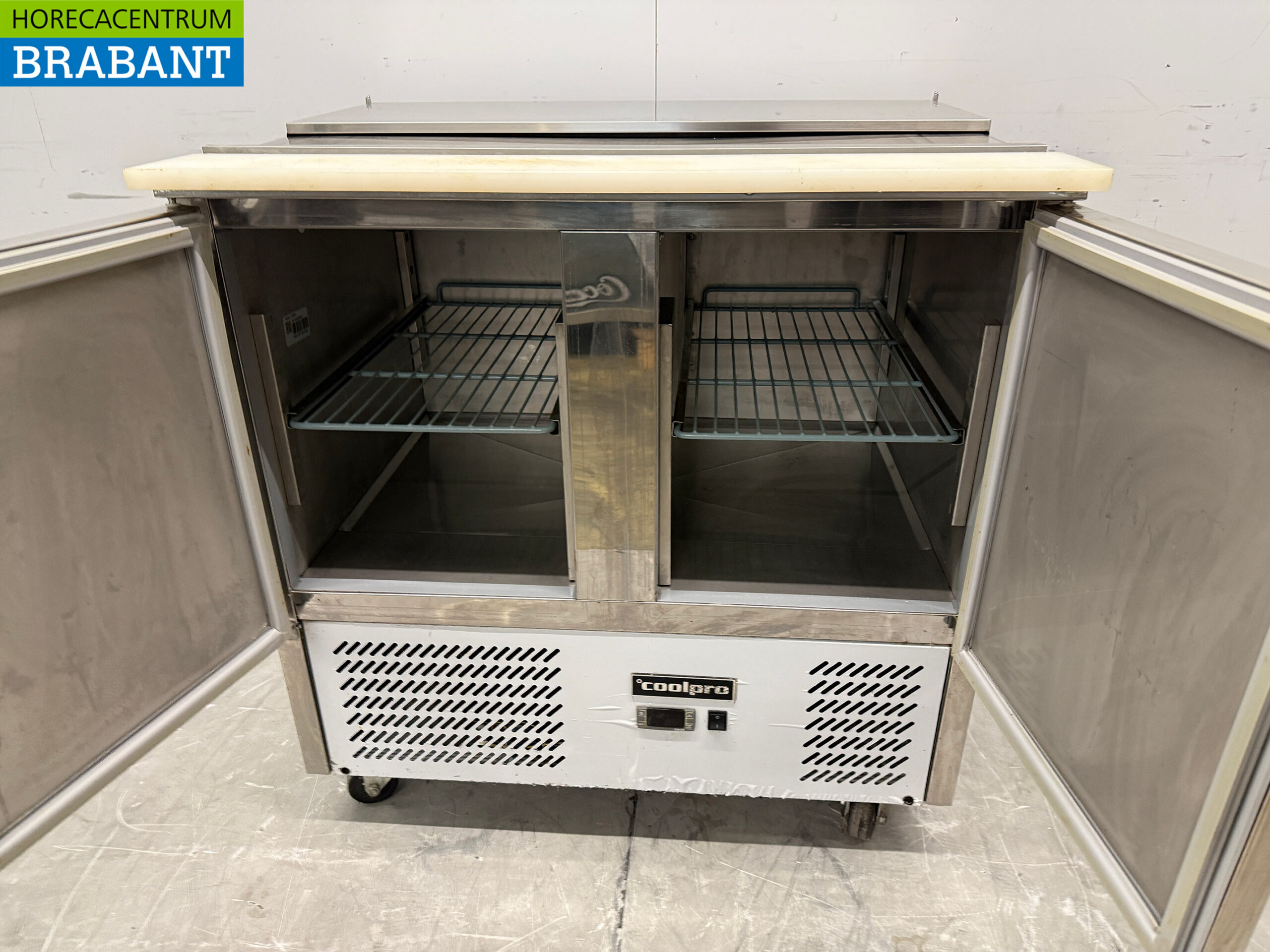 Saladette réfrigérée mobile Coolpro en acier inoxydable Comptoir réfrigéré 2 portes 90,5 cm 230V Horeca – Image 5