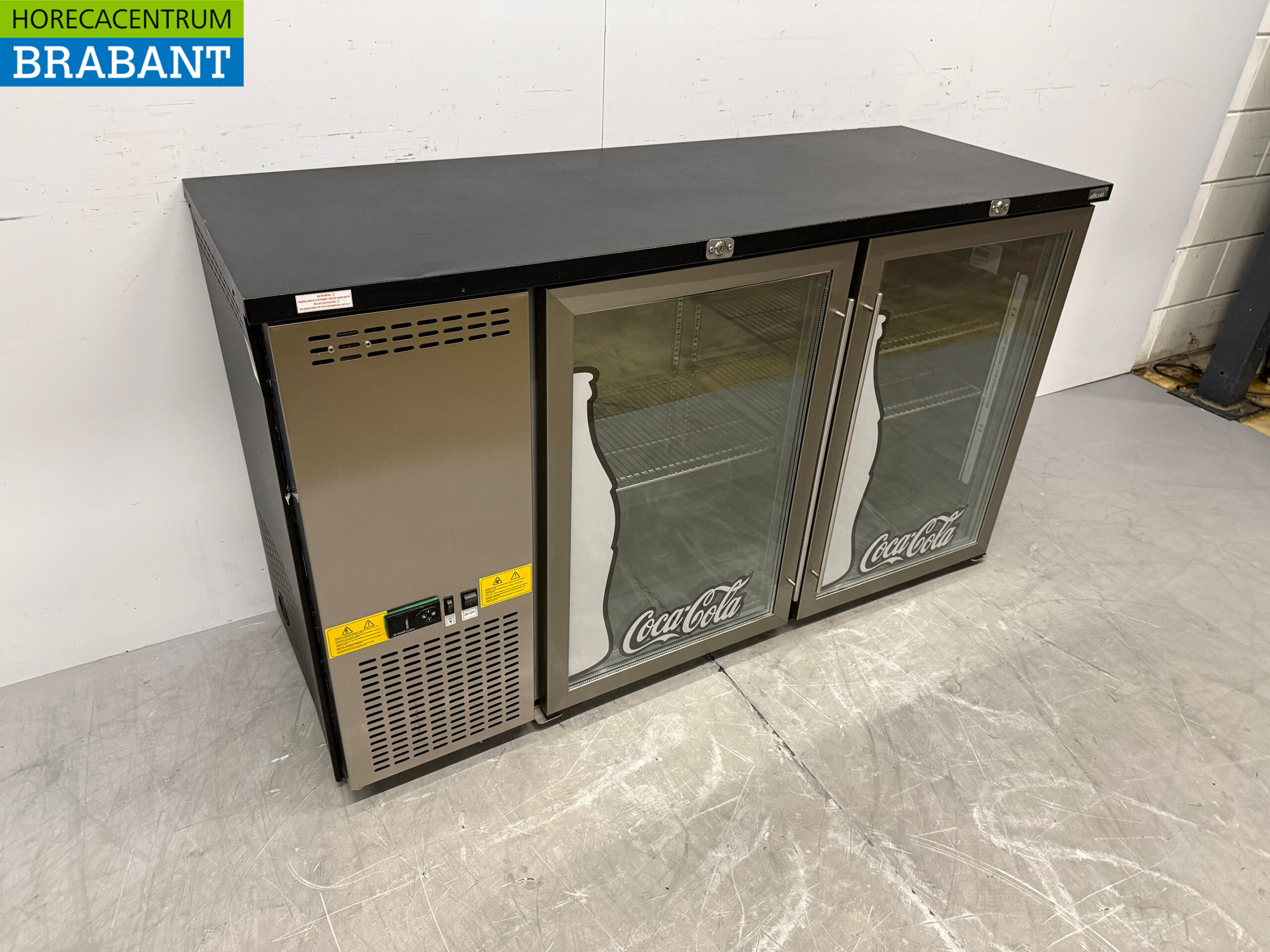 Acier inoxydable Efficold Bar Cooler 2 portes battantes en verre 146 cm 230V Horeca – Image 3