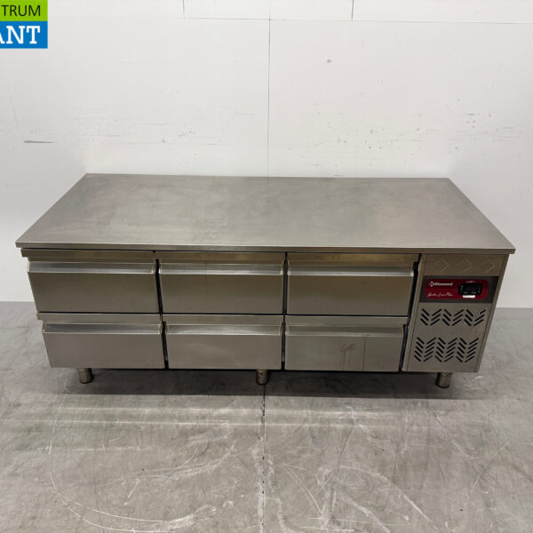 Acier inoxydable Diamond Substructure Réfrigérateur 6 tiroirs 160 cm 230V Horeca
