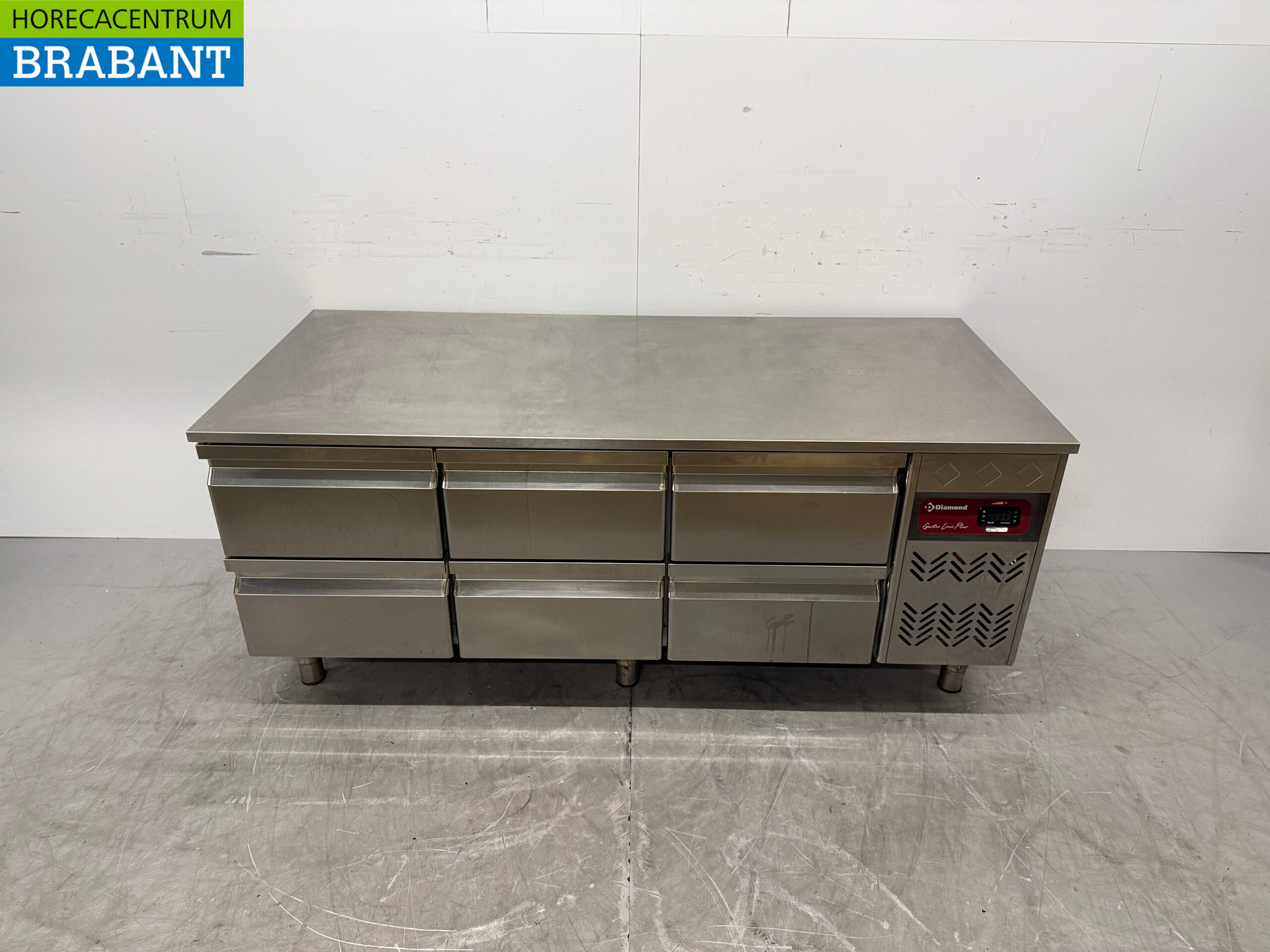 Acier inoxydable Diamond Substructure Réfrigérateur 6 tiroirs 160 cm 230V Horeca
