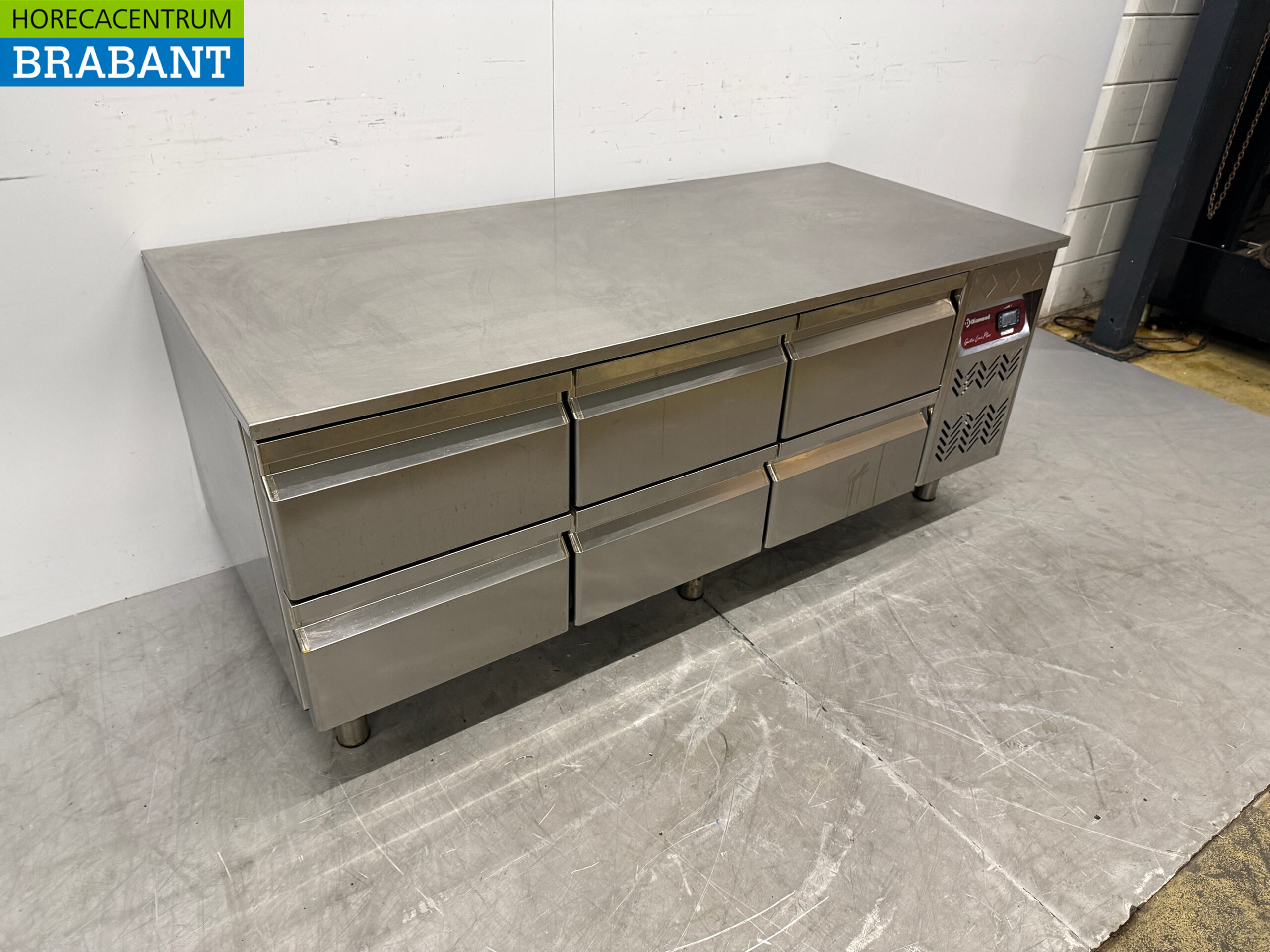 Acier inoxydable Diamond Substructure Réfrigérateur 6 tiroirs 160 cm 230V Horeca – Image 3