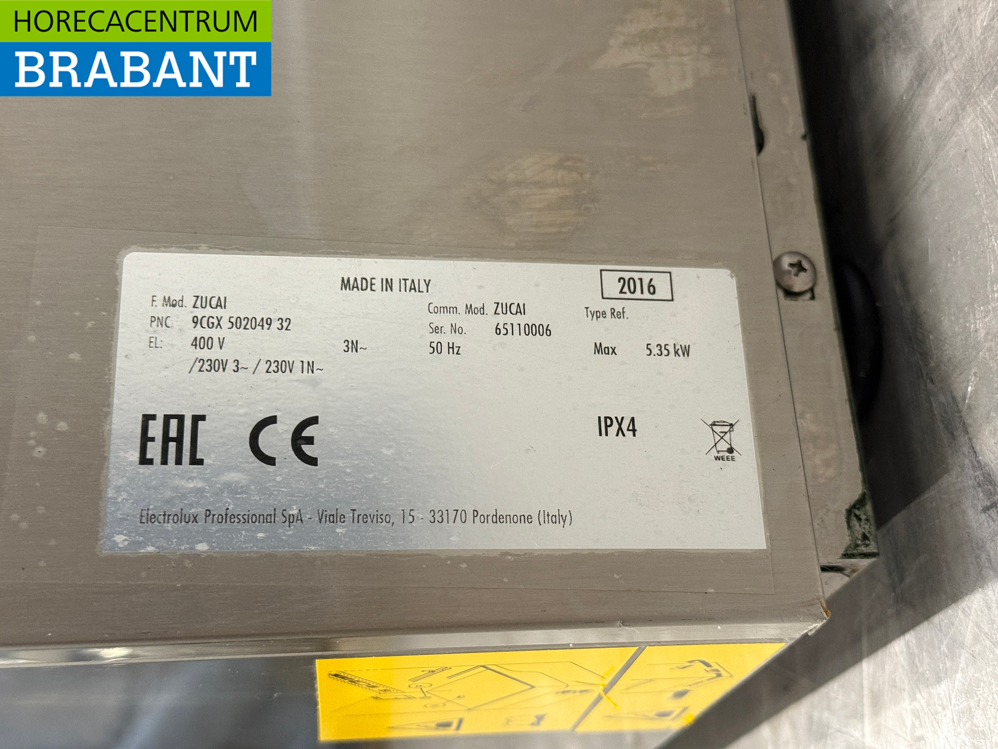 Lave-vaisselle Zanussi Zucai en acier inoxydable 400V Horeca – Image 6