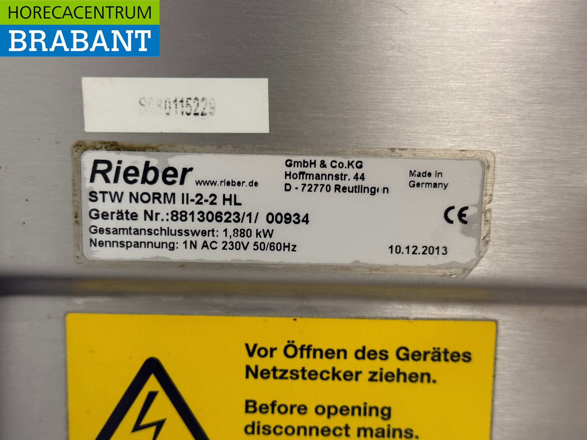 Bain-Marie mobile Rieber en acier inoxydable 2 x 1/1 GN avec armoire chauffante 230V Horeca – Image 7