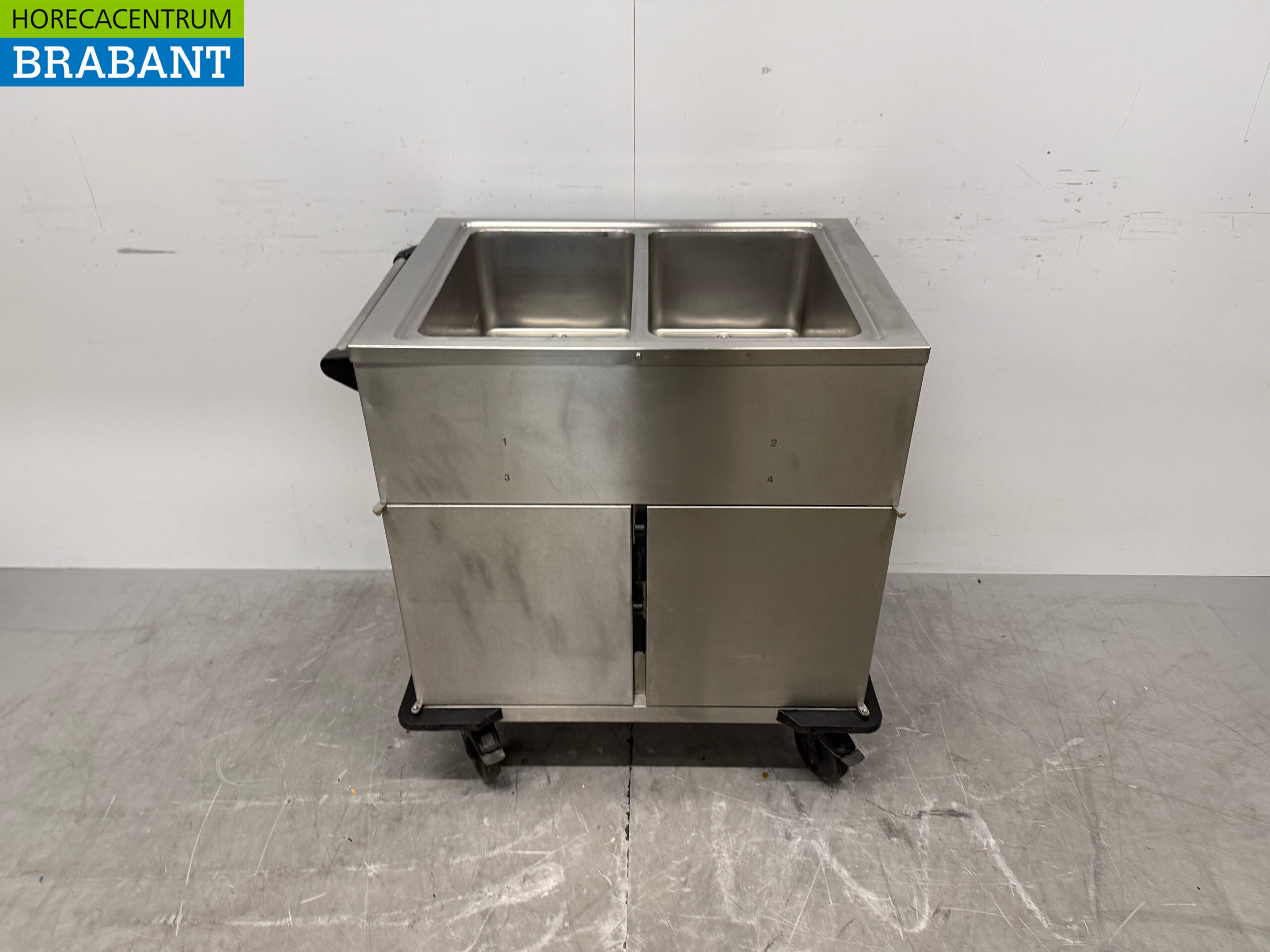 Bain-Marie mobile Rieber en acier inoxydable 2 x 1/1 GN avec armoire chauffante 230V Horeca
