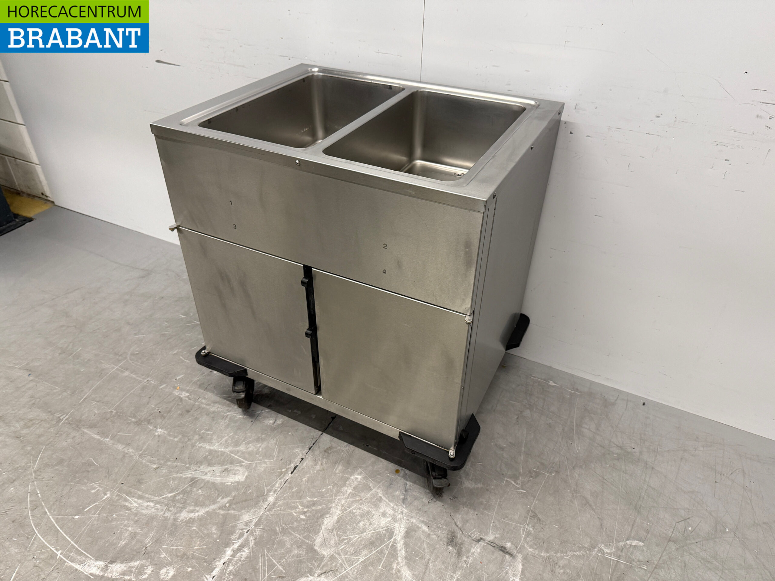 Bain-Marie mobile Rieber en acier inoxydable 2 x 1/1 GN avec armoire chauffante 230V Horeca – Image 2