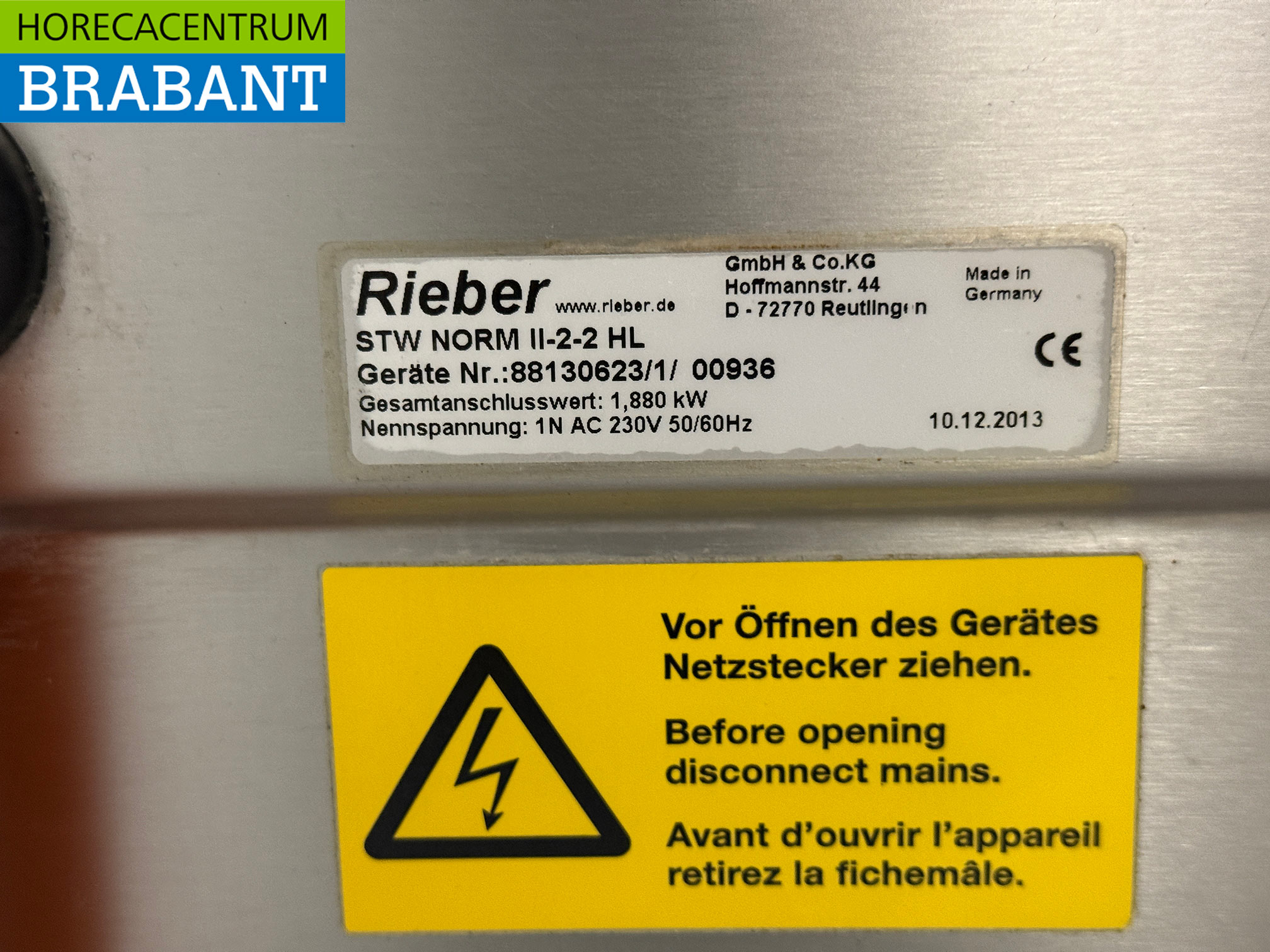 Bain-Marie mobile Rieber en acier inoxydable 2 x 1/1 GN avec armoire chauffante 230V Horeca – Image 7