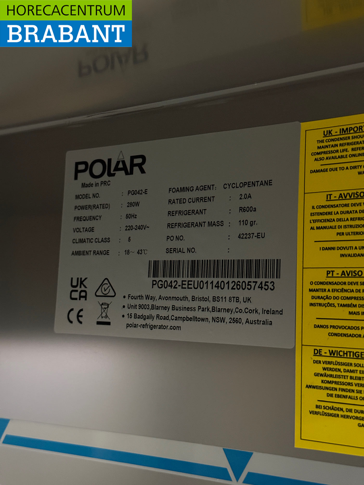 Polar Mobile Réfrigérateur double porte 1200 litres 230V Horeca – Image 5