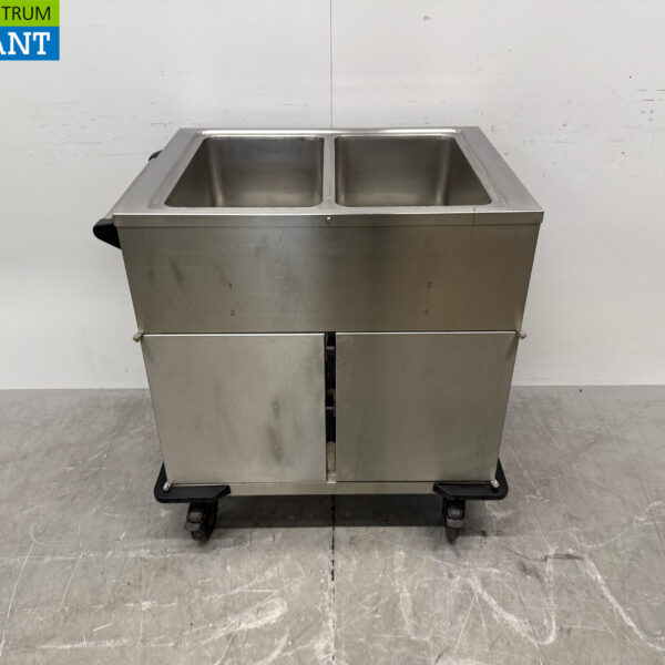 Bain-Marie mobile Rieber en acier inoxydable 2 x 1/1 GN avec armoire chauffante 230V Horeca
