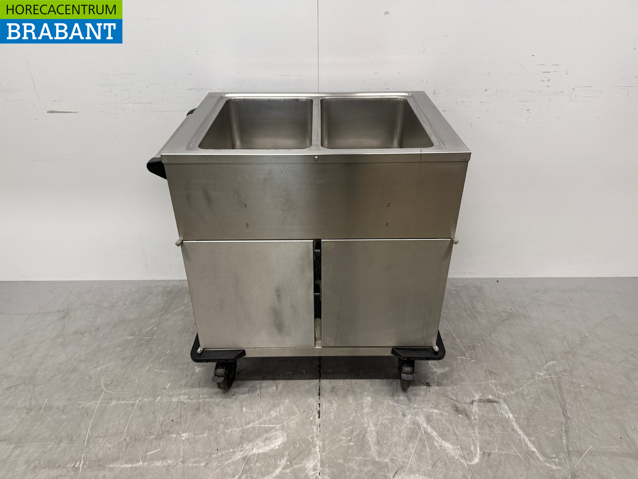 Bain-Marie mobile Rieber en acier inoxydable 2 x 1/1 GN avec armoire chauffante 230V Horeca
