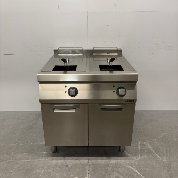 Friteuse double Zanussi en acier inoxydable 2 x 18 litres 80 cm 400V Horeca