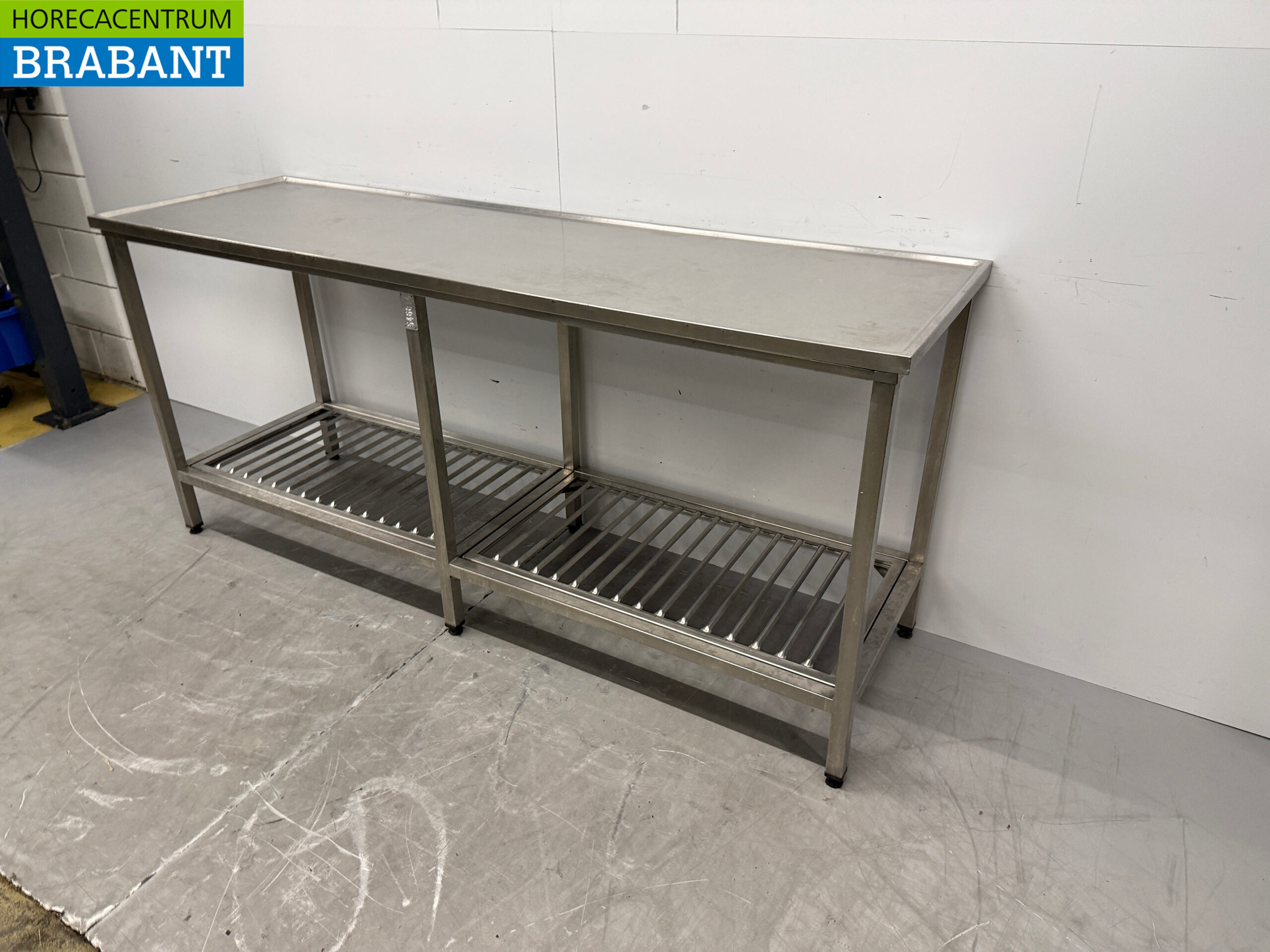 Table de travail en acier inoxydable avec étagère 200 x 60 x 91 cm Restauration – Image 2