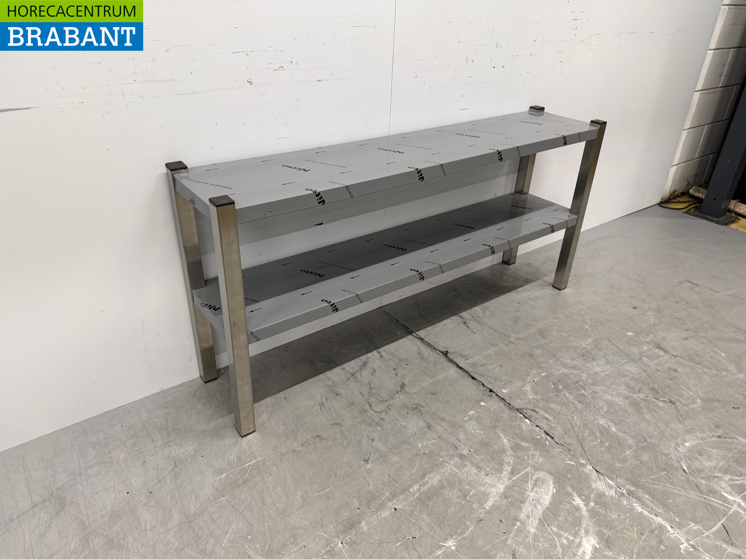 Pont d'étagère double en acier inoxydable 140 cm Restauration – Image 3