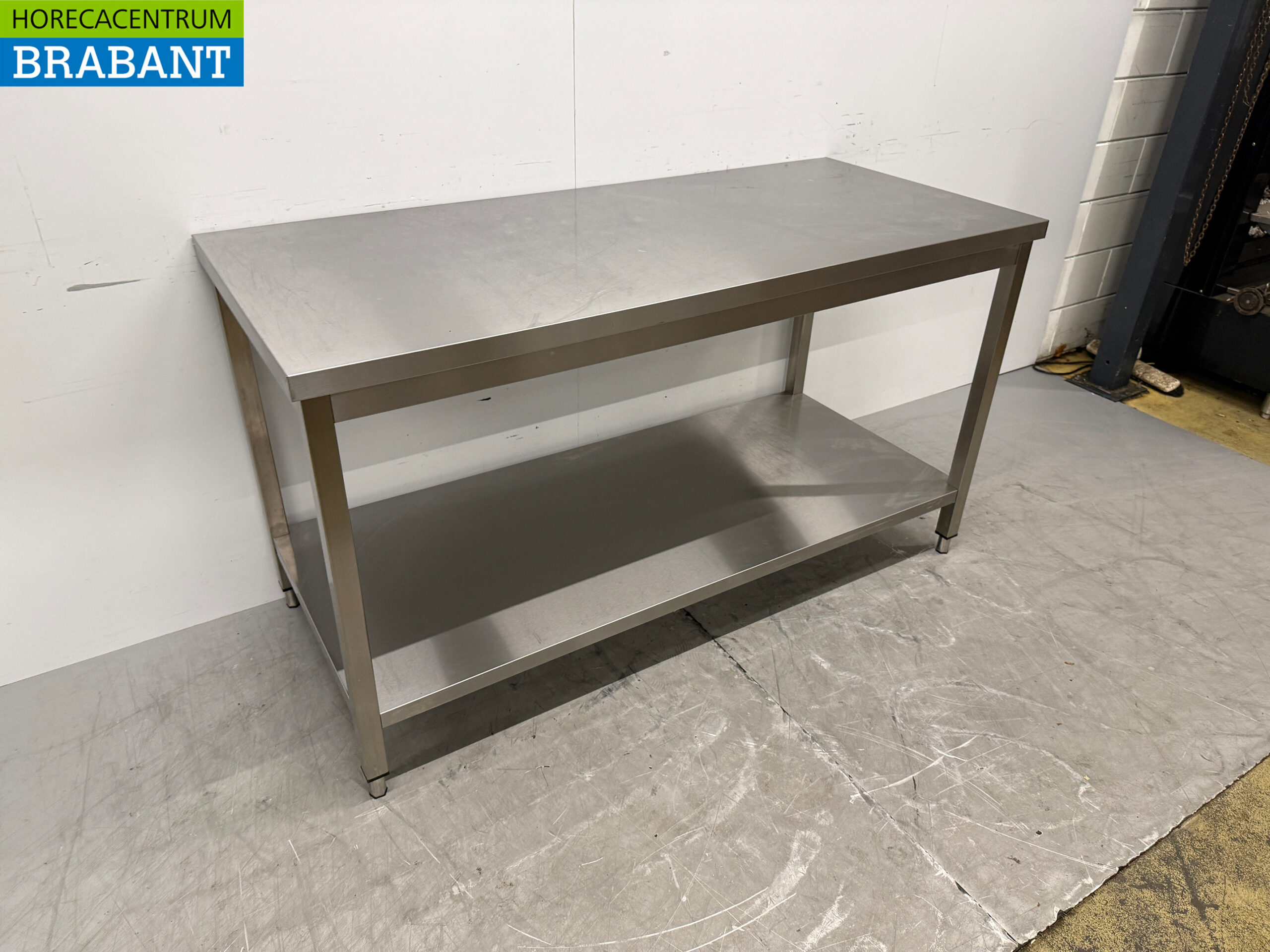 Table de travail en acier inoxydable avec étagère inférieure 160 x 70 x 88,5 cm Restauration – Image 3