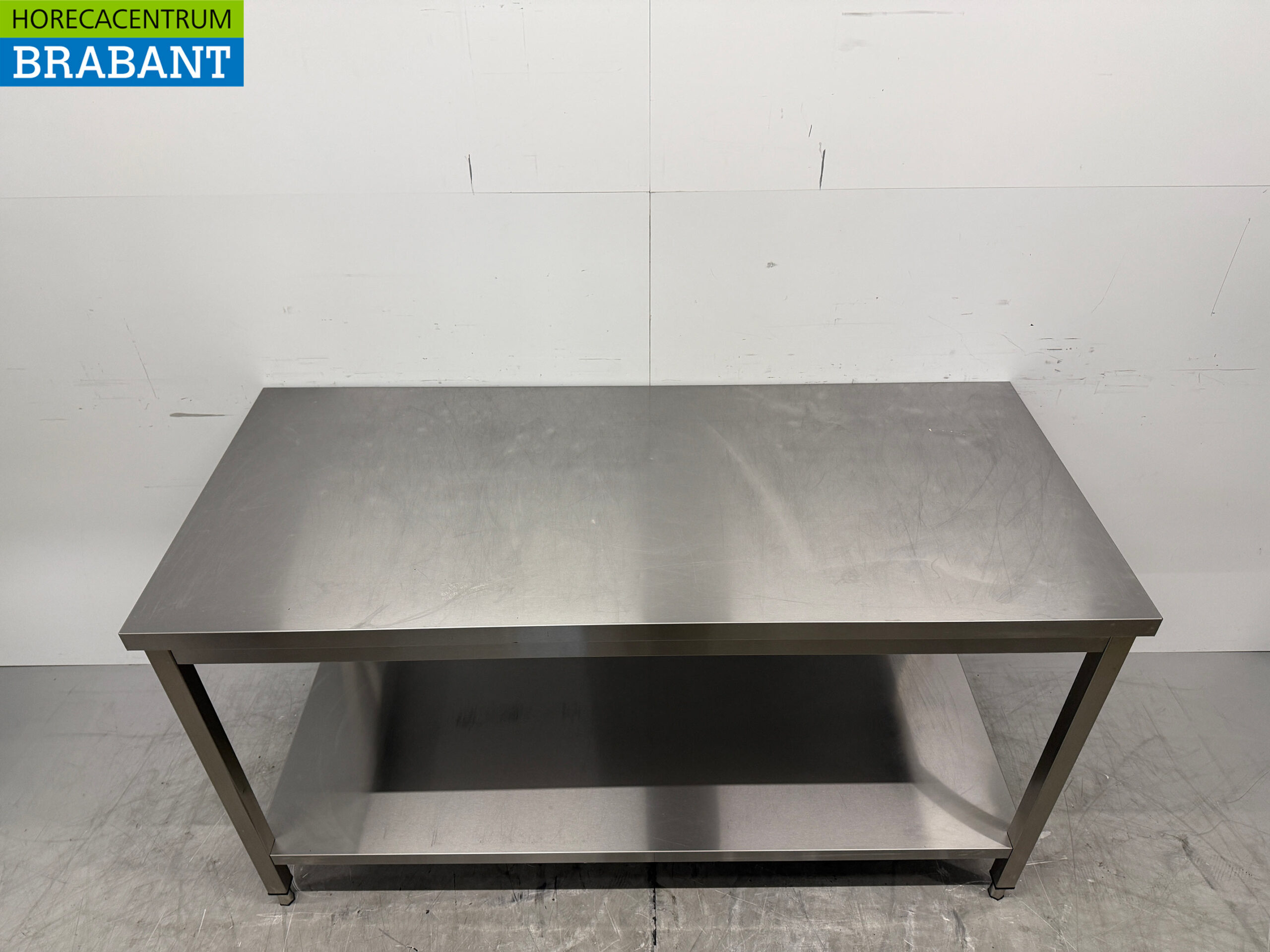 Table de travail en acier inoxydable avec étagère inférieure 160 x 70 x 88,5 cm Restauration – Image 4